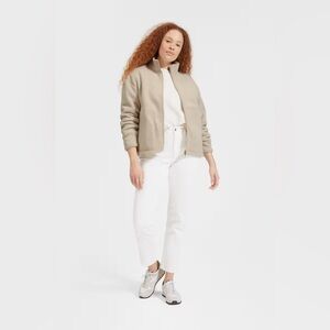 Everlane The ReNew Fleece Full-Zip in Oat